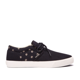 Supra Mens CUBA Low Top Shoes Black/Mojave/bone | US-58744